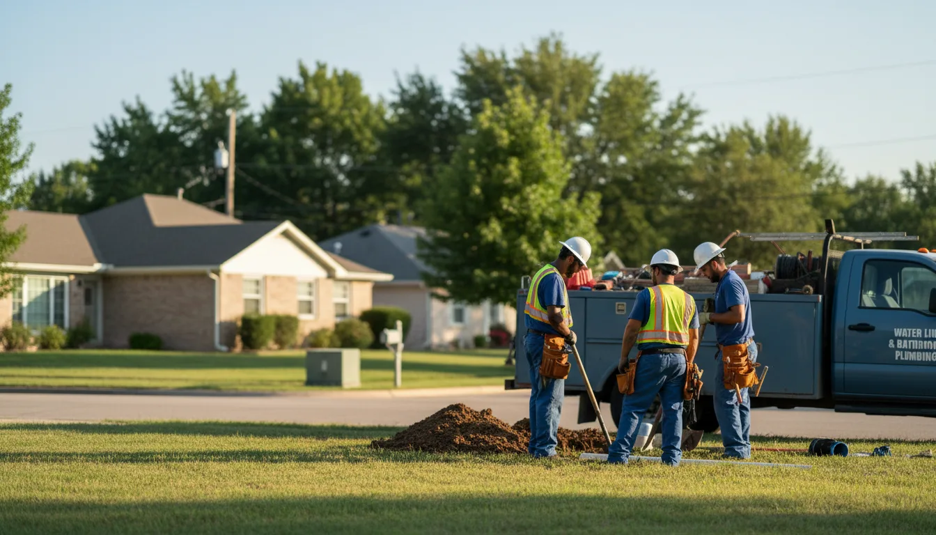 Residential water line and bathroom plumbing service in Fate, TX